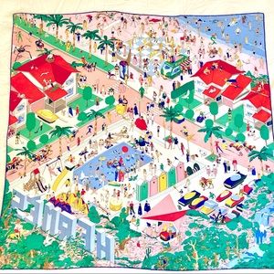 Used Hermes Silk Scarf - Hermes on The Beach scarf 90